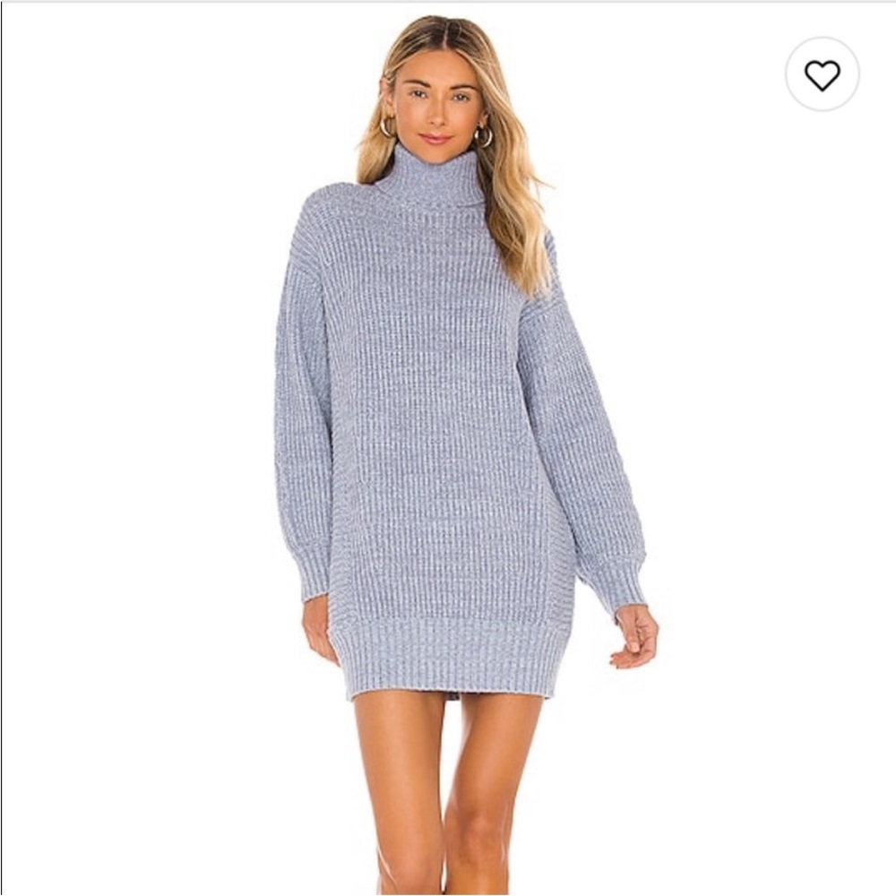 Light Blue Turtleneck Sweater Dress